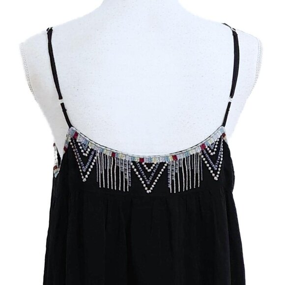 Johnny Was Lisa Babydoll Dress Black with Neckline Embroidery - Picture 8 of 10